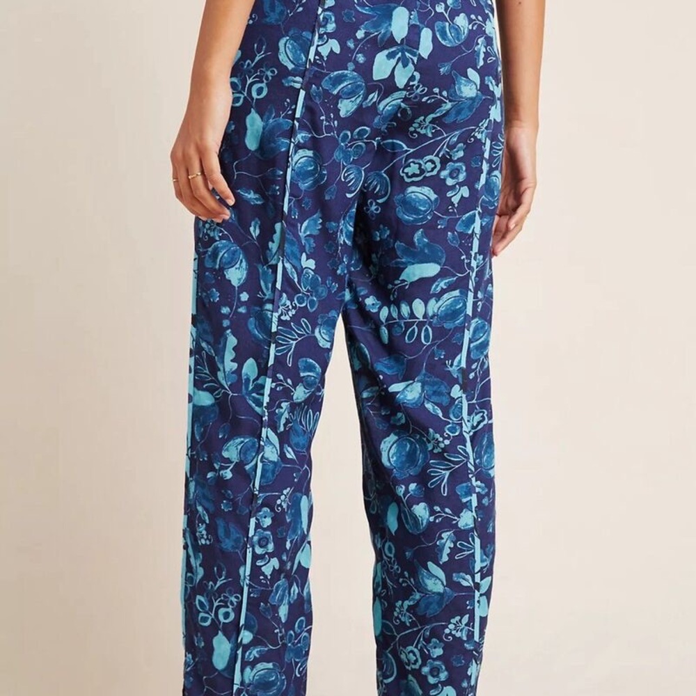 Anthropologie Jamie Sleep Pants Blue & Teal Floral Boho Pants Small - Picture 3 of 14